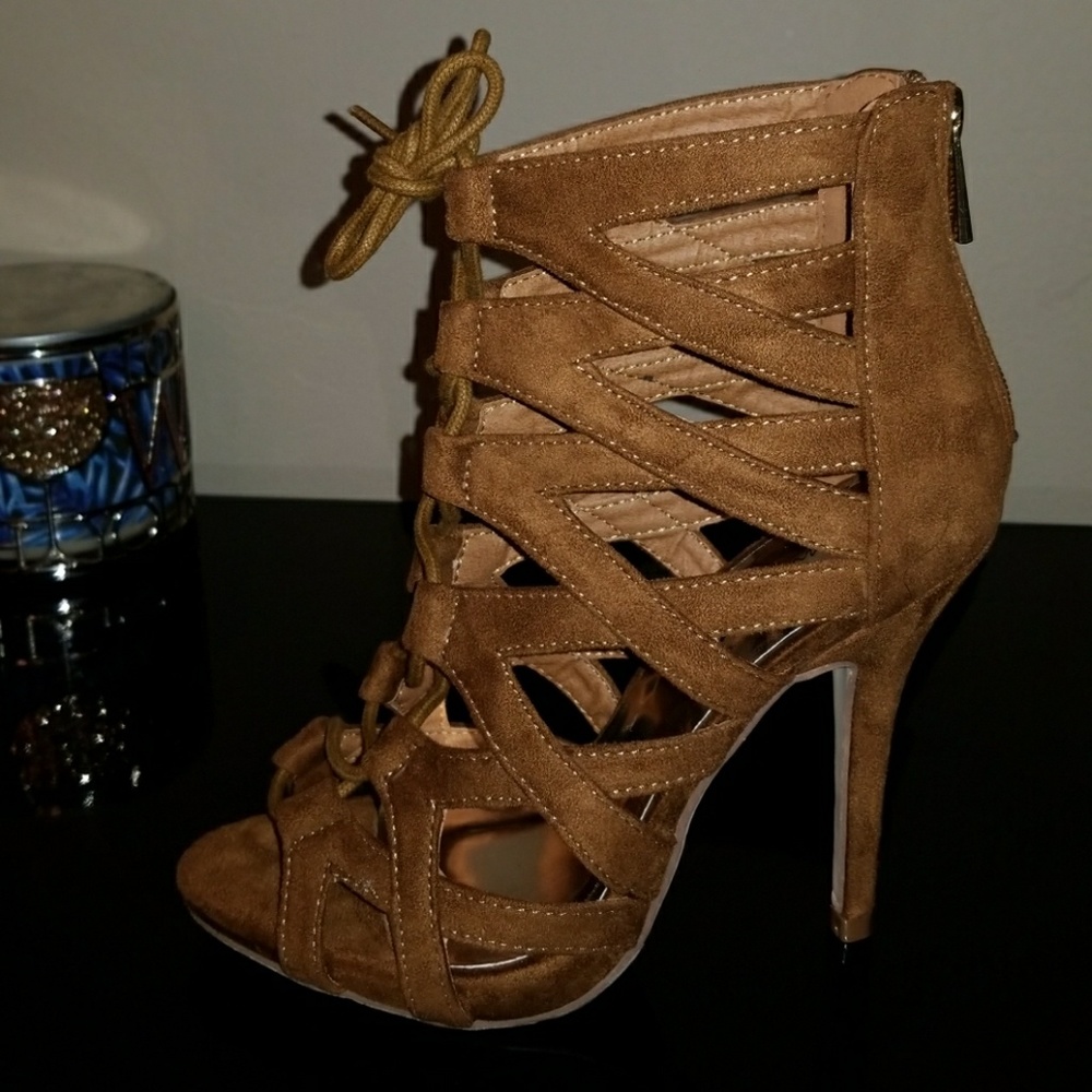 Bonnibel Peep Toe Lace-up Heels